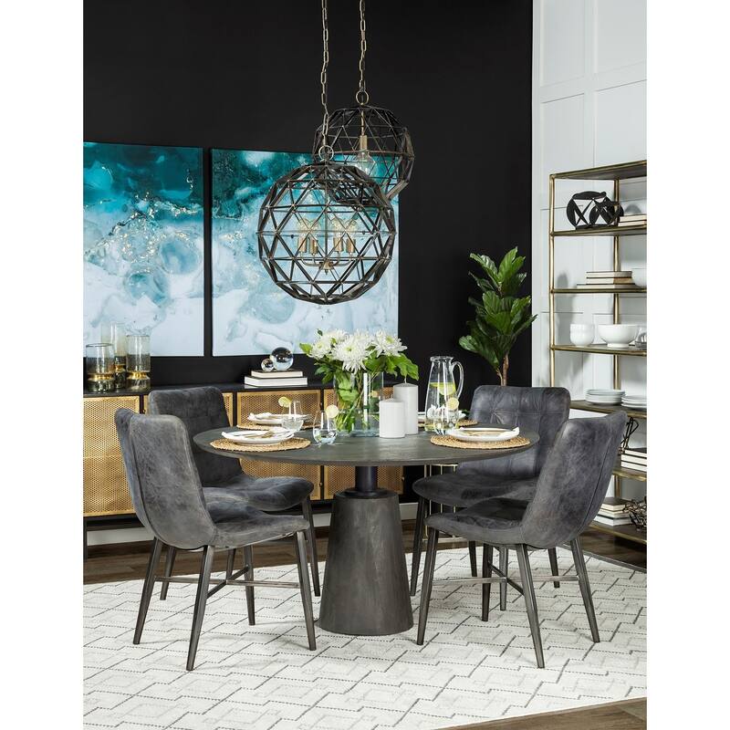 Maxwell Dark Brown Solid Wood w/Metal & Wood Base Dining Table - 54"W x 54"D x 30"H - Dark Brown