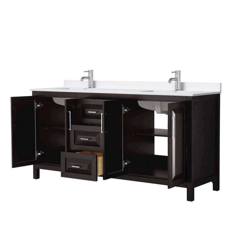 Daria 72-inch Double Vanity, Single Hole Quartz Top