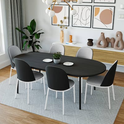 7-Piece Dining Set in White Steel Tule Collection by LeisureMod