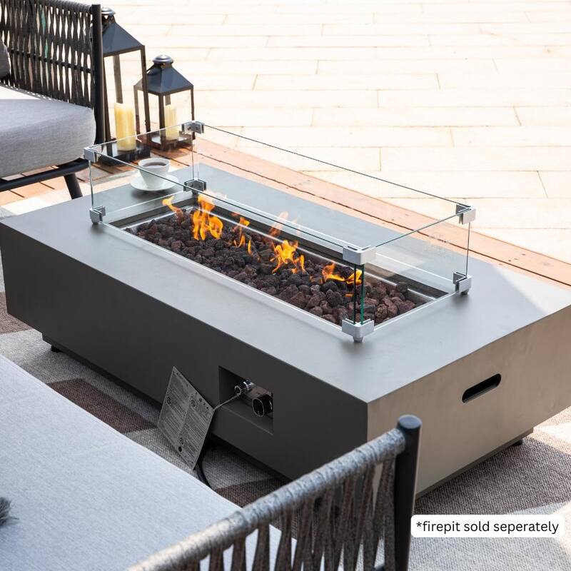 Outdoor Westwood Fire Pit Rectangle Wind Screen 36" x 14" - 36-in L x 14-in W x 7.7-in H