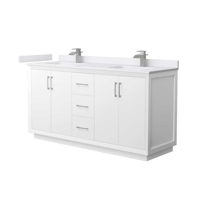 Wyndham Collection WCF414166D-VCA-UNSMXX Strada 66" Free Standing - White / White Cultured Marble Top / Brushed Nickel - Painted