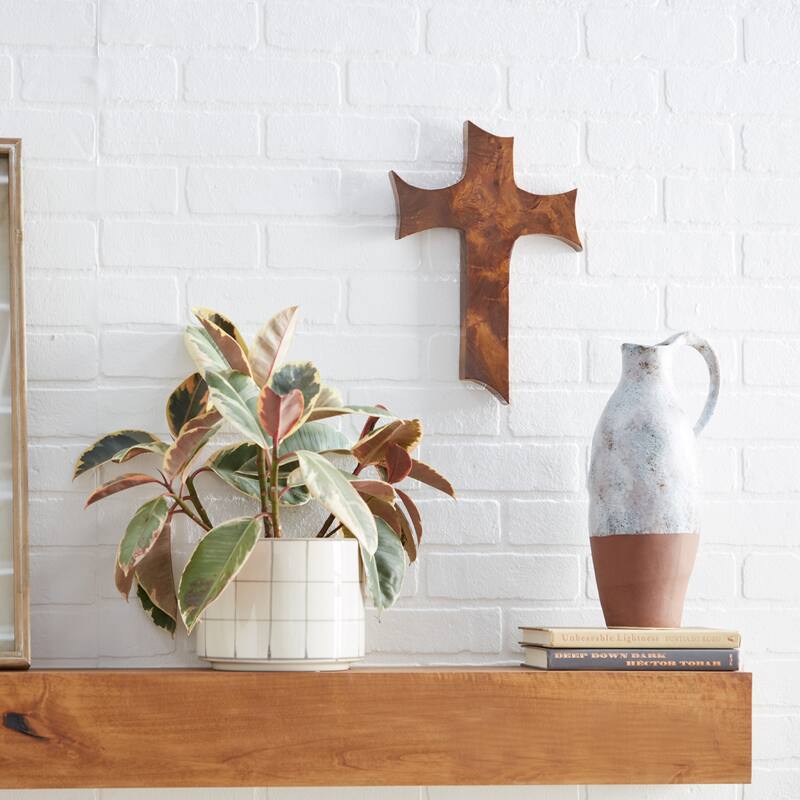 Brown Teak Wood Eclectic Style Wall Decor - 10 x 1 x 14