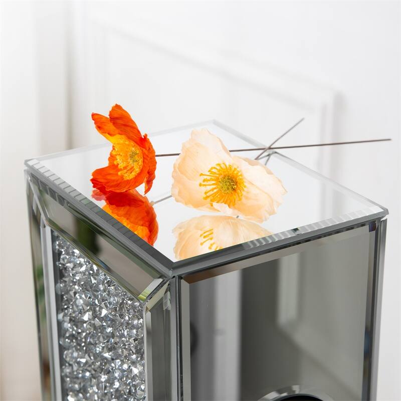 Crushed Diamond Floating Silver Mirrored Wine Bottle Holder