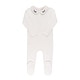 preview thumbnail 1 of 10, Ely's & Co. Organic Cotton Embroidered Collar Footie Collection Ivory Leaf - 1 Months