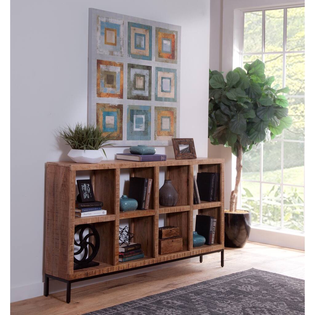 Jordan Brown Wood Open Shelf Console Bookcase