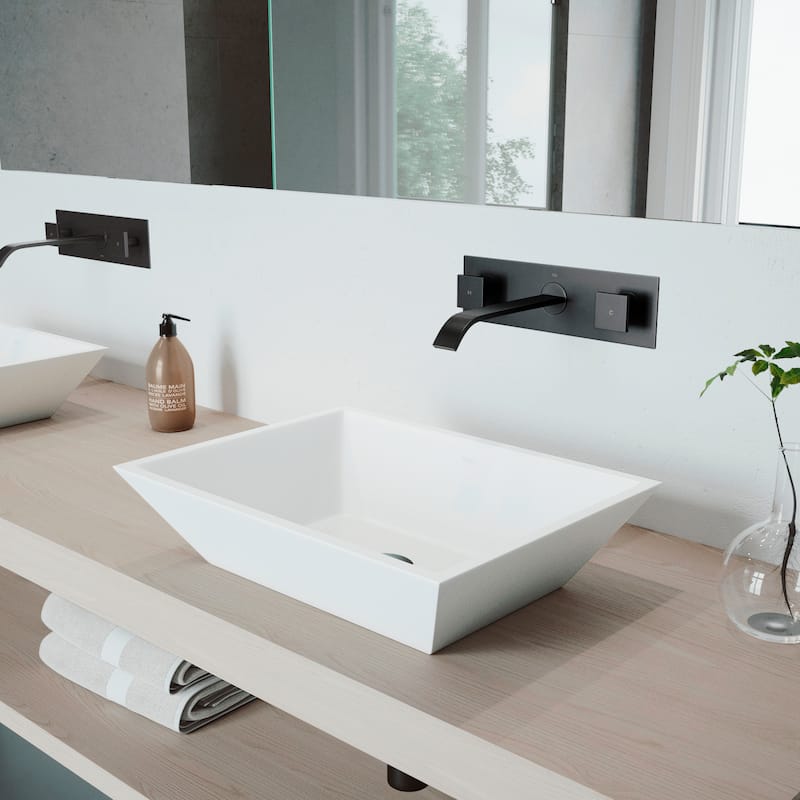 VIGO Titus 3" H 2-Handle Wall Mount Bathroom Faucet