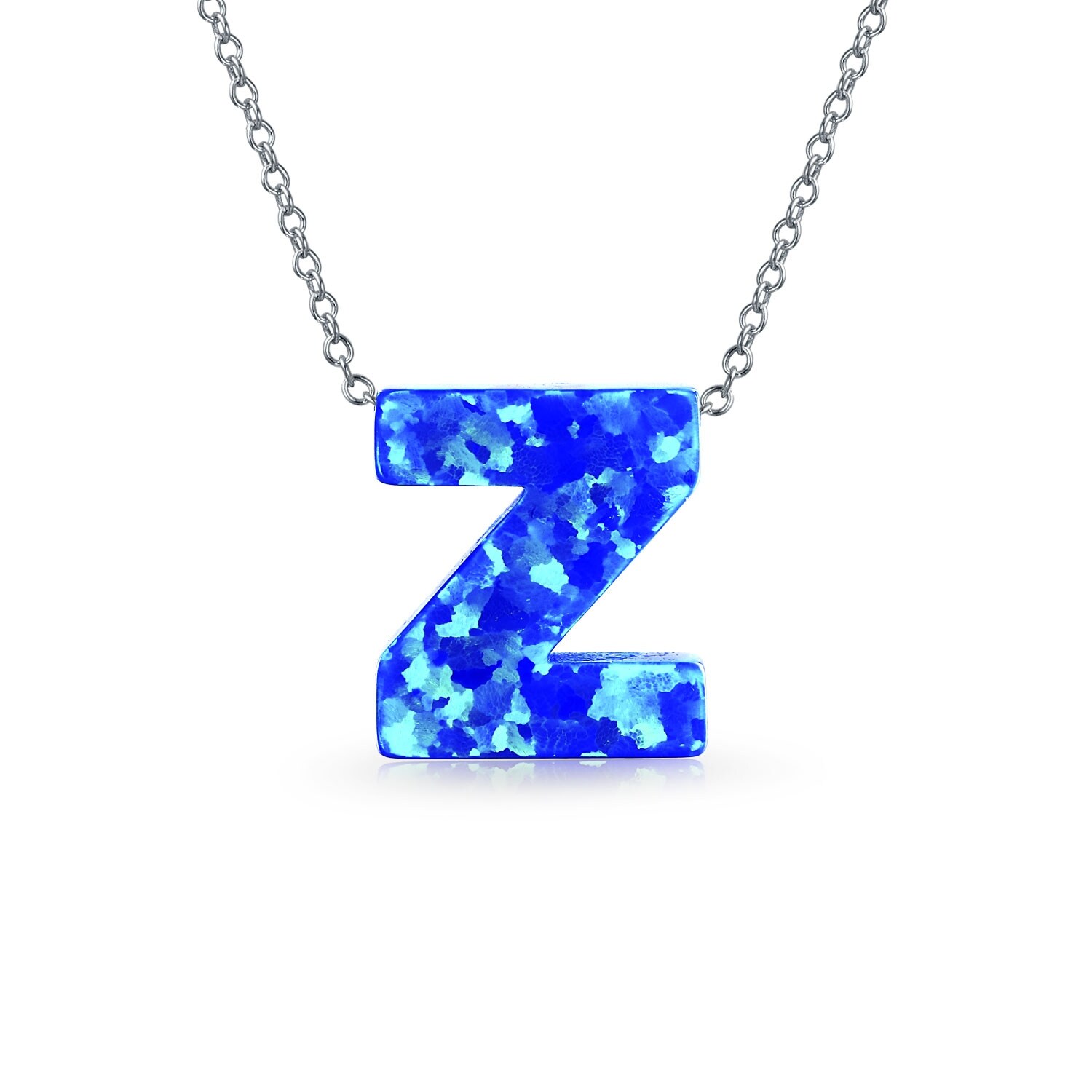 Shop Lab Created Blue Opal 925 Silver Letter B Pendant Necklace Overstock 18946613