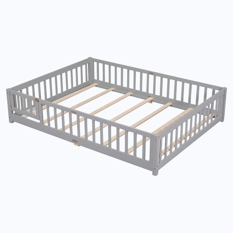 Durable Floor Platform Bed with Fence