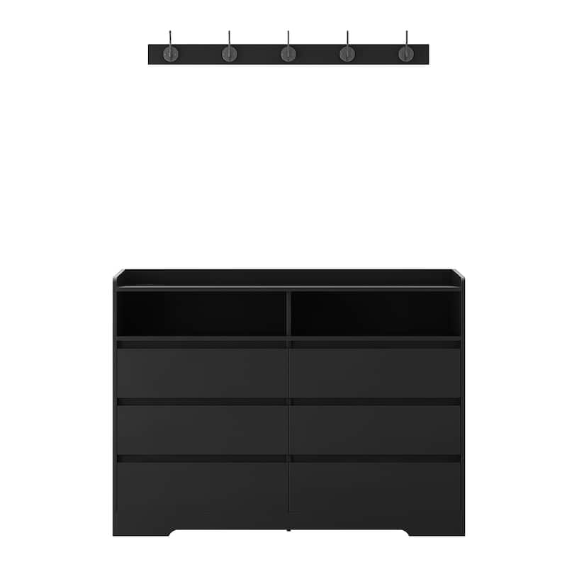 6-Drawer Dresser with LED Lights, Modern Dressers with Sturdy Frame for Living Room