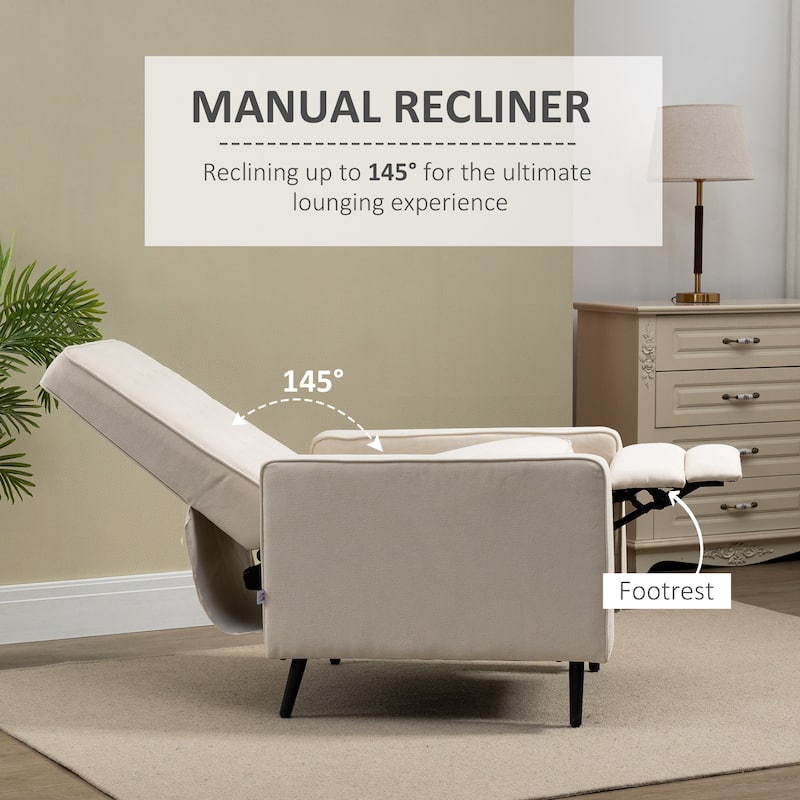 HOMCOM Manual Recliner, Fabric Tufted Club Chair, Home Theater Seating Reclining Sofa for Living Room