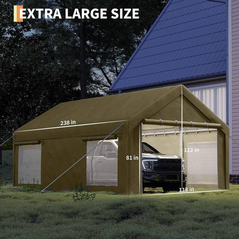 10x20x10 FT Carport Canopy for SUVs, Trucks & Watercraft Protection