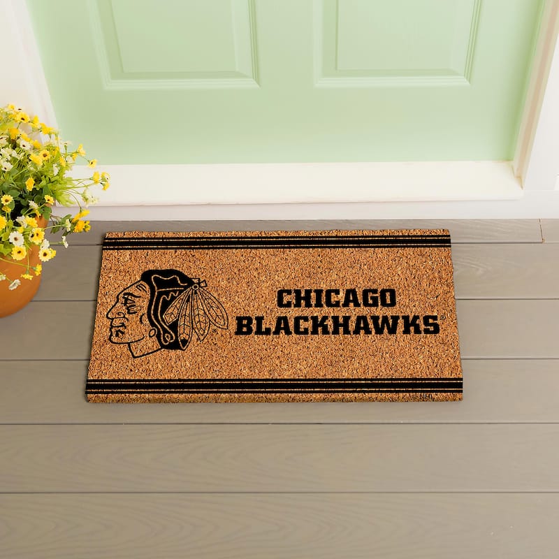 Chicago Blackhawks Monochrome Indoor/Outdoor Coir Door Mat - 28" x 16"