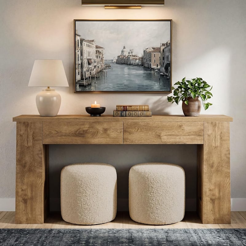 63-Inch Console Table with 2 Drawers, Modern Long Entryway Sofa Table for Hallway - 63" L x 11.8" W x 31.5" H