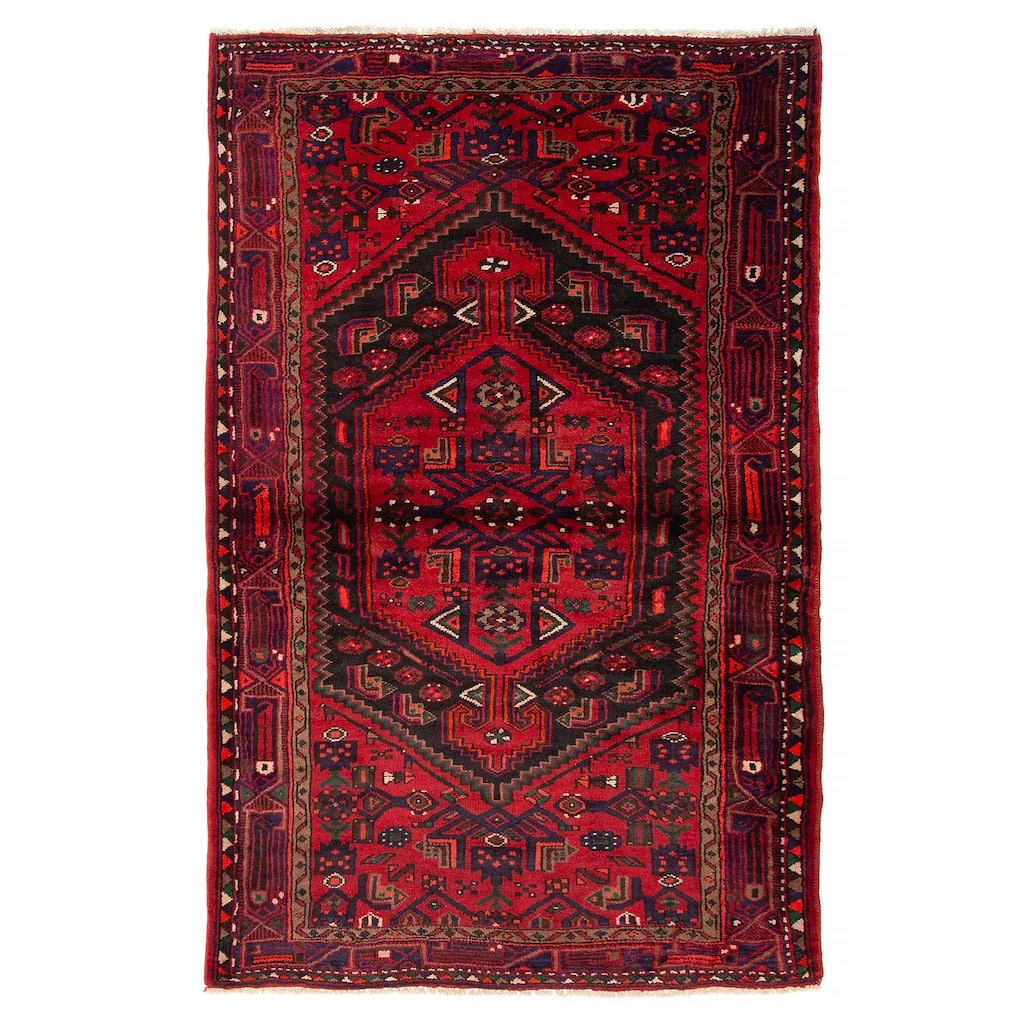 ECARPETGALLERY Hand-knotted Andelz Red Wool Rug - 4' 4" x 6' 8"