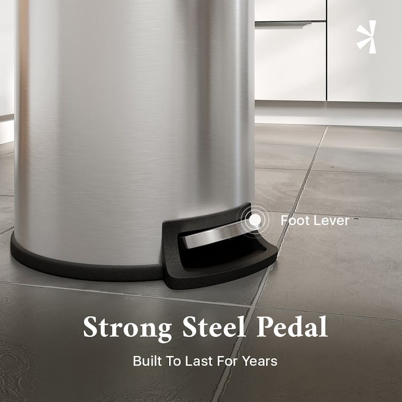 Totti 1.3 Gallon Stainless Steel Matte Finish Round Trash Can w/ Soft Closing Lid