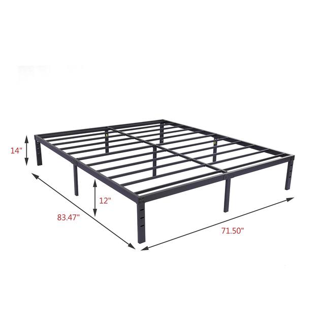 NNV 14" 3500 lbs Heavy Duty Bed Frame, Duty Steel Slat Metal Bed Frame