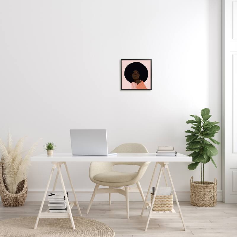 Stupell African American Woman Wearing Pink Glam Fashion Framed Wall Art - Brown