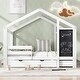 preview thumbnail 10 of 18, Full House Bed with Blackboard and Drawers , Versatile Assembly Options, Storage Space, and Creative Design