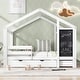 preview thumbnail 4 of 12, White Multiple Storage Functions Full House Bed with Protective Rails Three Sides, Blackboard and Drawers, Two assembly options