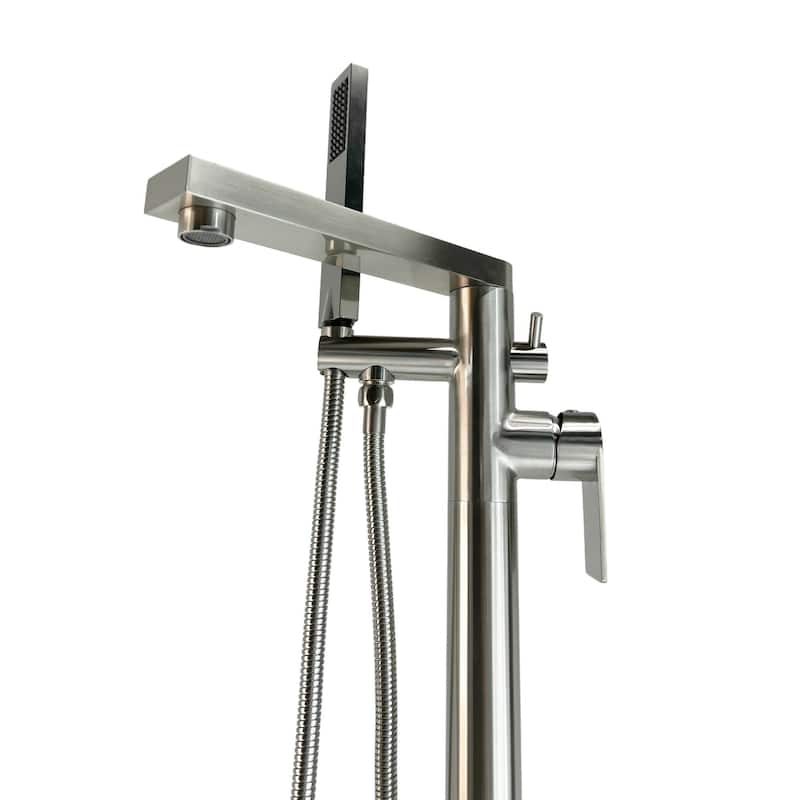 Venus Square Head Tub Filler Faucet with Handshower - Standard Handle - Brushed Nickel