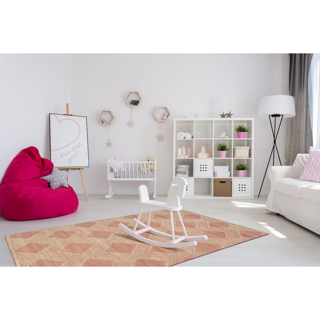 Hand-Tufted Wool Pink Contemporary Transitional Spring Rug - Modern Elegance and Playful Charm