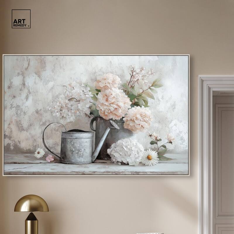 Can and White Blooms Canvas by Art Remedy