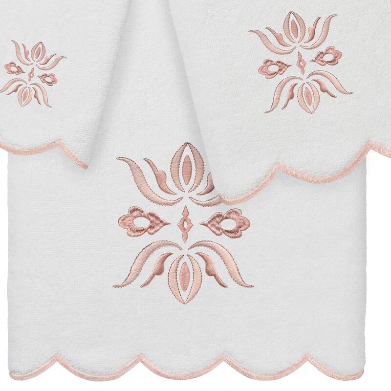 Authentic Hotel and Spa 100% Turkish Cotton FLOWER CREST Scallop Towel Collection