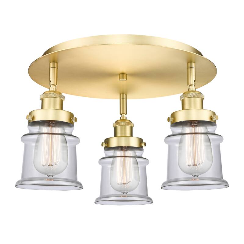 Innovations Lighting Canton - 3 Light 17" Flush Mount - Clear/Satin Gold