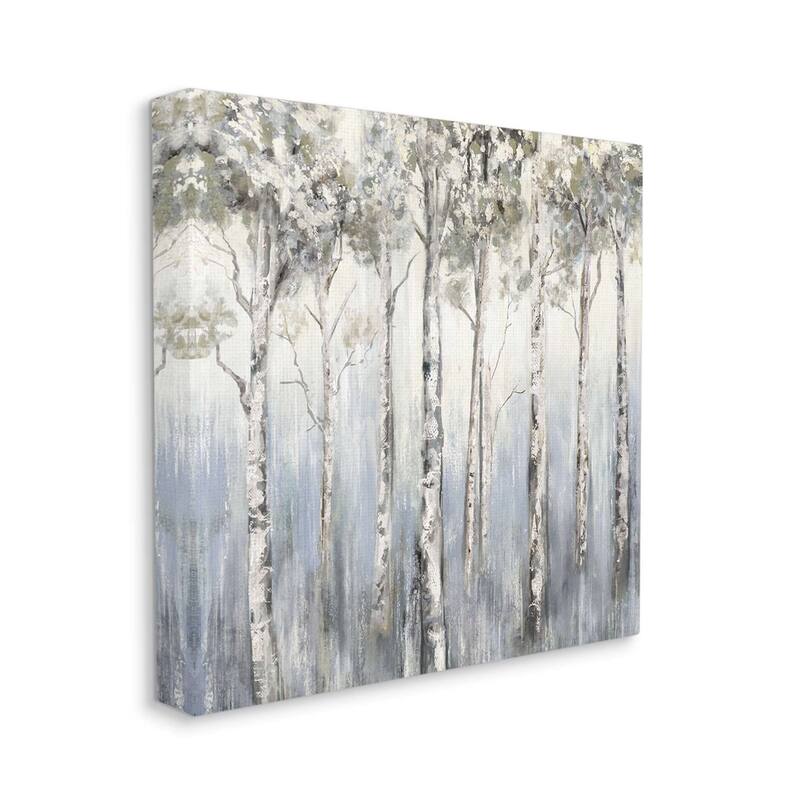 Stupell Mystic White Birch Tree Forest White Grey Bark Canvas Wall Art - 36 x 36