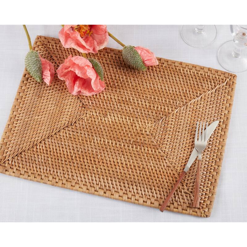 Rattan Placemats With Woven Design (Set of 4)