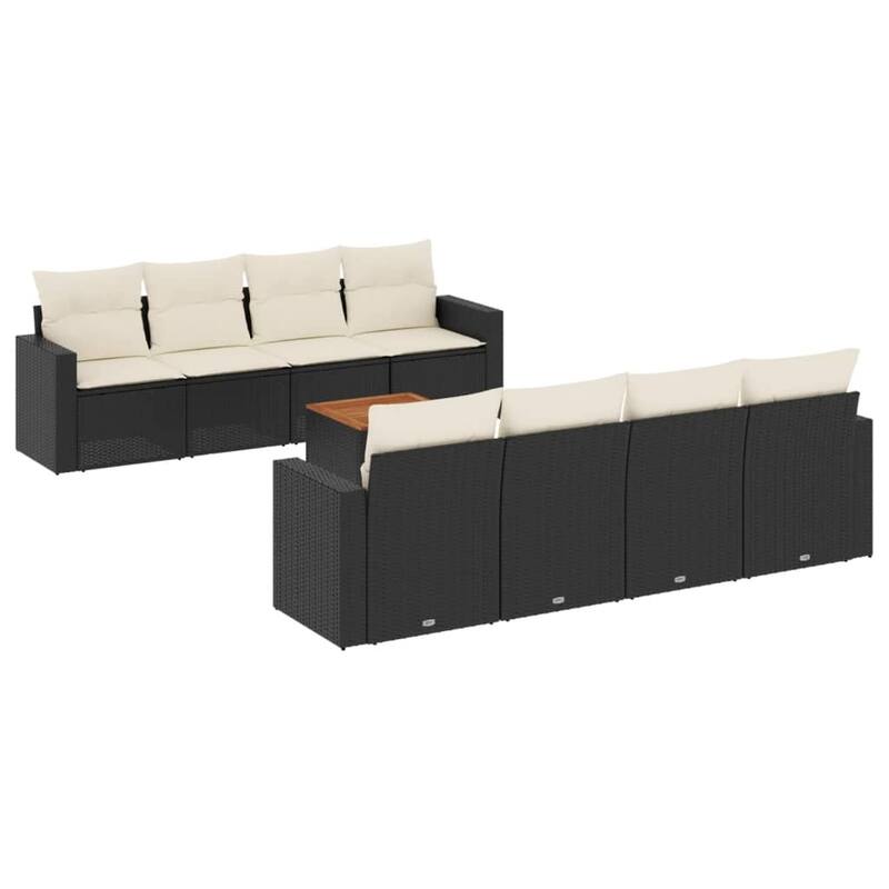 vidaXL Patio Sofa Set with Cushions Outdoor Furniture 9 Piece Poly Rattan - 25.8 x 24.4 x 27.2
