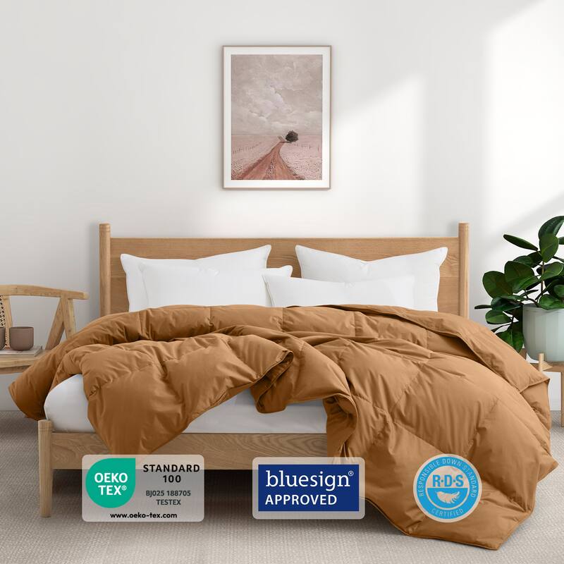 All Season 100% Organic Cotton Down Breathable Duvet Insert Medium Warmth Comforter