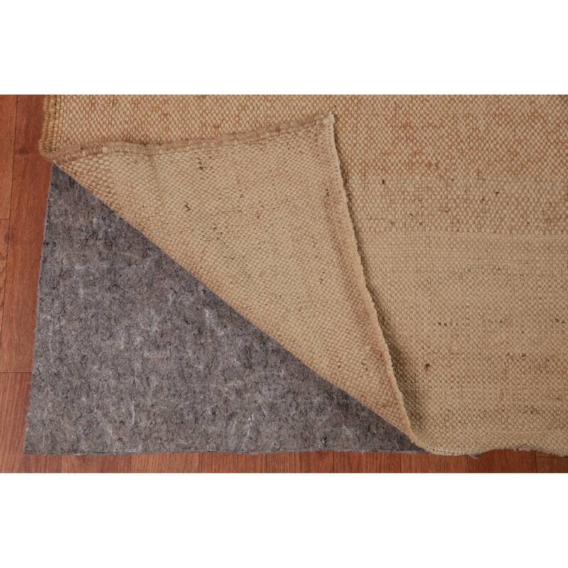 Hand Woven Oriental 100% Jute Carpet Southwestern Modern Beige & Ivories Kilim Area Rug - 12' 6'' X 10' 11''