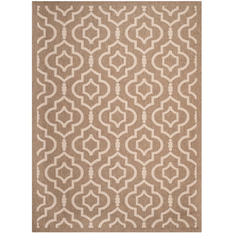SAFAVIEH Courtyard Ketty Indoor/ Outdoor Waterproof Patio Backyard Rug - 8' x 11' - Brown/Bone