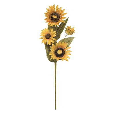 Transpac Fabric/Canvas 25" Yellow Spring Jumbo Sunflower Spray