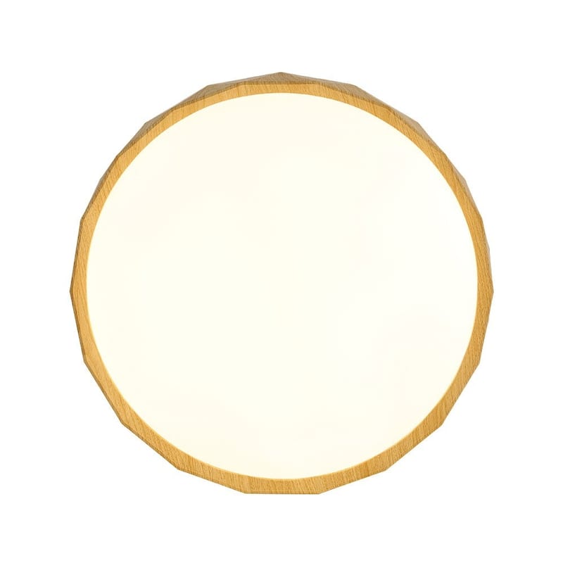 Dimmable LED Flush Mount Ceiling Light with Wood Look Finish 5 CCT 30W