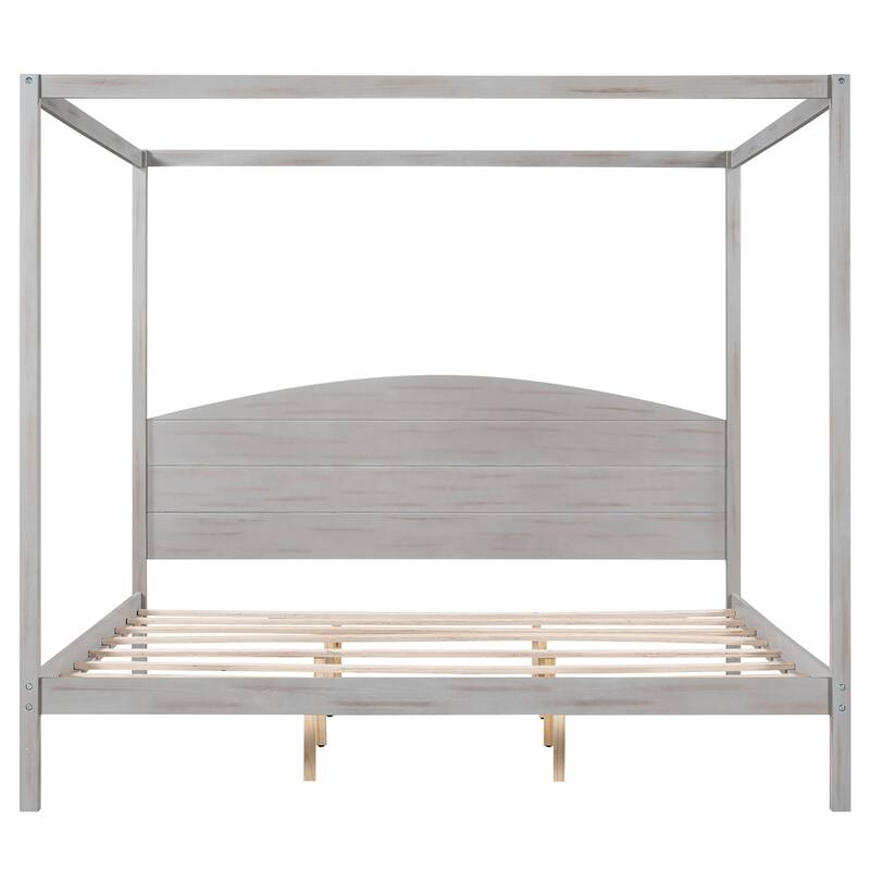 Merax Canopy Platform Bed with Headboard and Support Legs