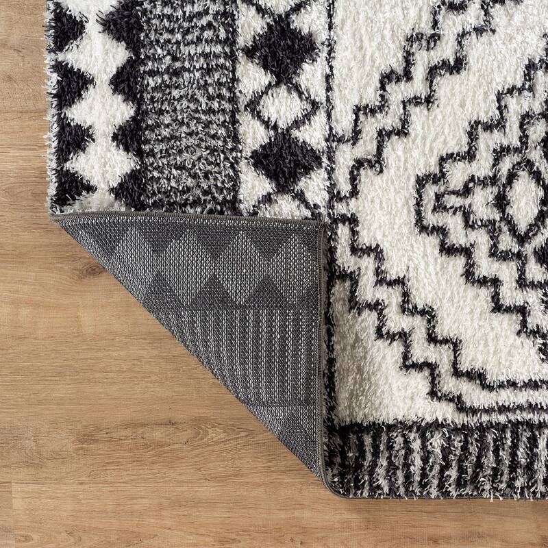 Geometric Shag Rug - Anthracite Dark Gray - Durable Rug for Living Room, Bedroom, or Entryway - Easy to Maintain