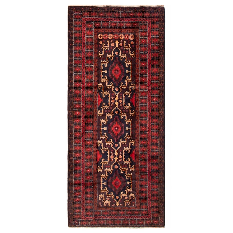 ECARPETGALLERY Hand-knotted Teimani Red Wool Rug - 4'1 x 9'3 - Red - 4'1 x 9'3
