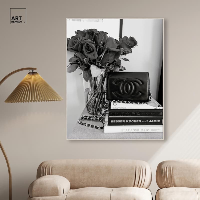 Classic Bag and Roses Canvas by Art Remedy