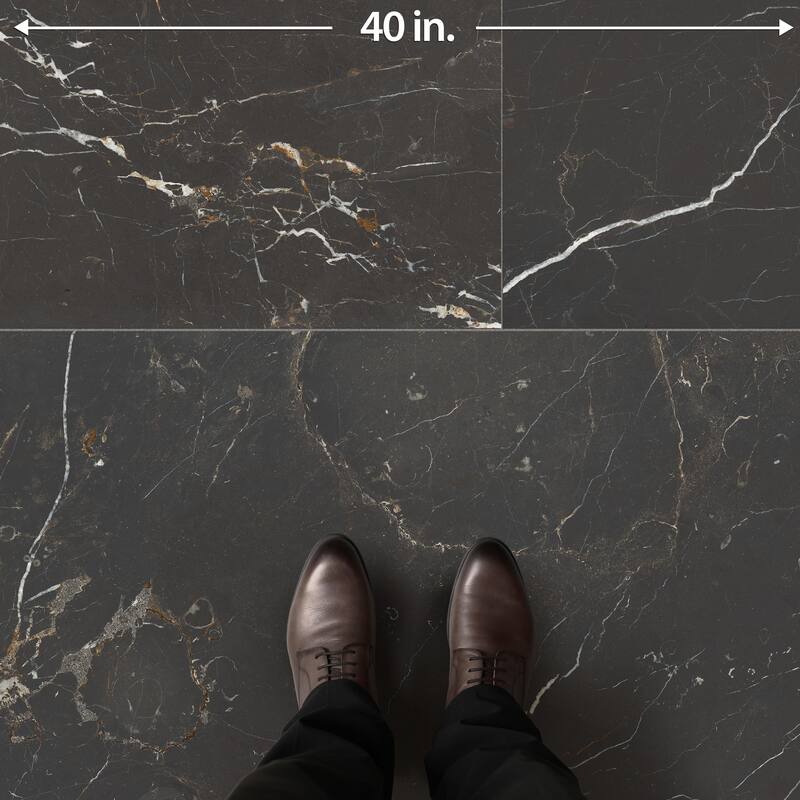 Merola Tile Reve Noir 23-1/2" x 47-1/8" Porcelain Floor and Wall Tile - Pallet (8 Tiles)