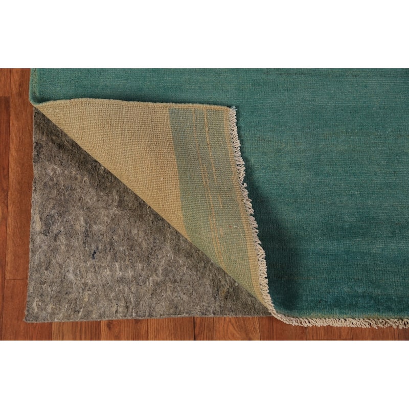 Hand Knotted Oriental 100% Wool Carpet Modern Stripe Green Gabbeh Area Rug - 4' 5'' X 3' 4''