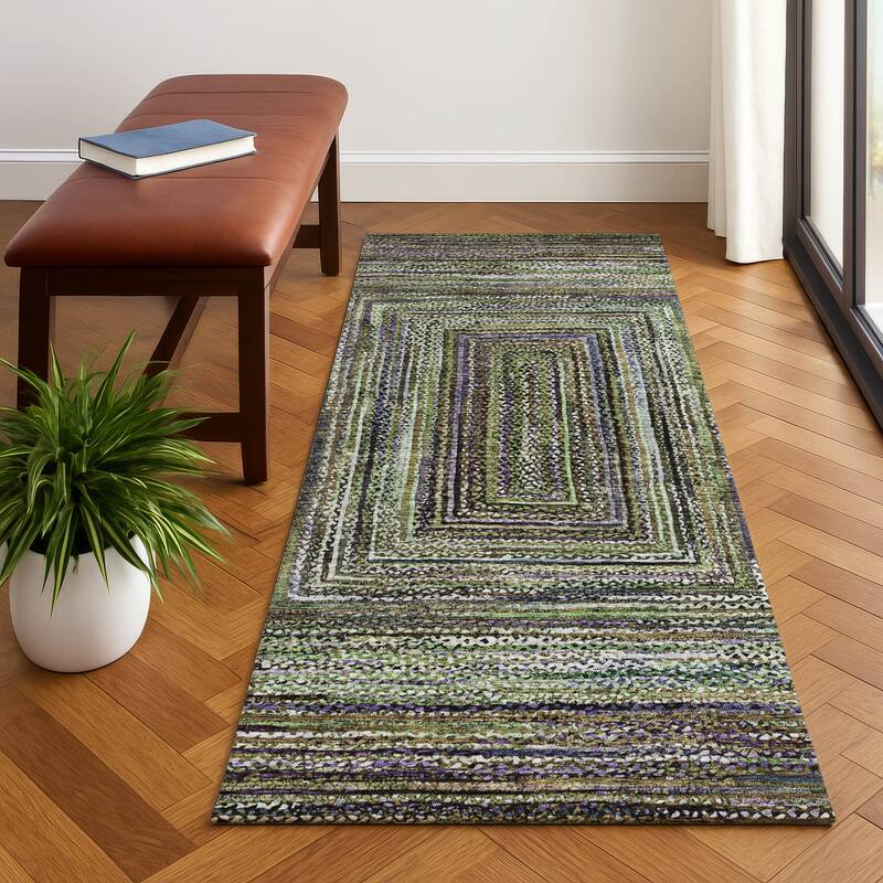 Premium Washable Super Soft Modern Dimensions Mayfield Rug - Olive - 2'3" x 7'6"
