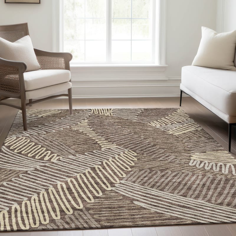 Premium Washable Super Soft Contemporary Leaf Mayfield Rug