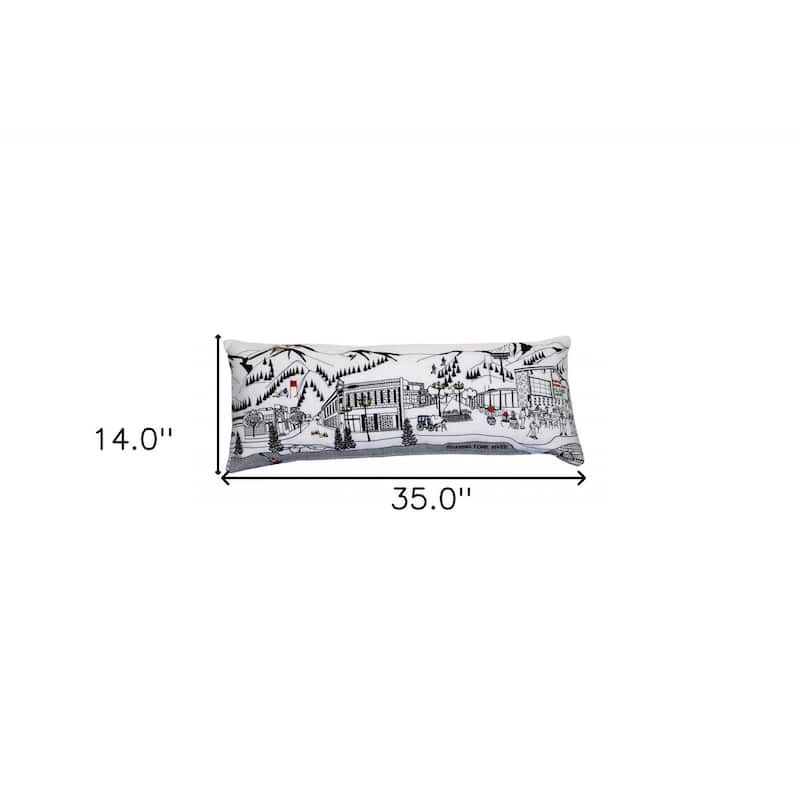 HomeRoots 35" White Aspen Daylight Skyline Lumbar Decorative Pillow