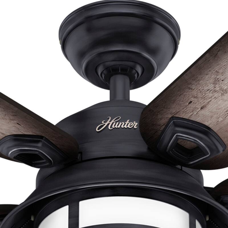 Hunter 54" Key Biscayne Outdoor Ceiling Fan with LED Light Kit and Pull Chain, Damp Rated