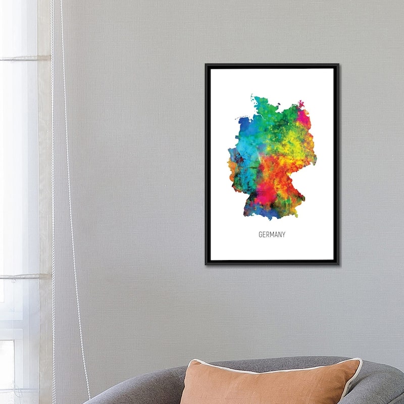 iCanvas "Germany Map" by Michael Tompsett Framed Canvas Print