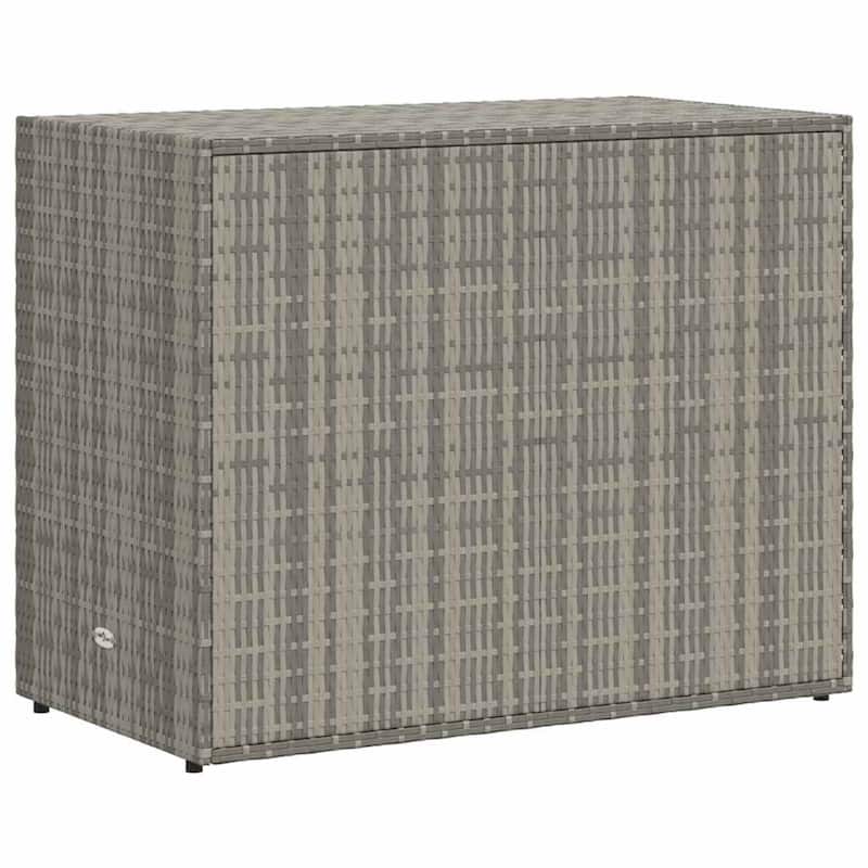 39 Inch Garden Storage Cabinet, 2 Doors, Gray Poly Rattan Body