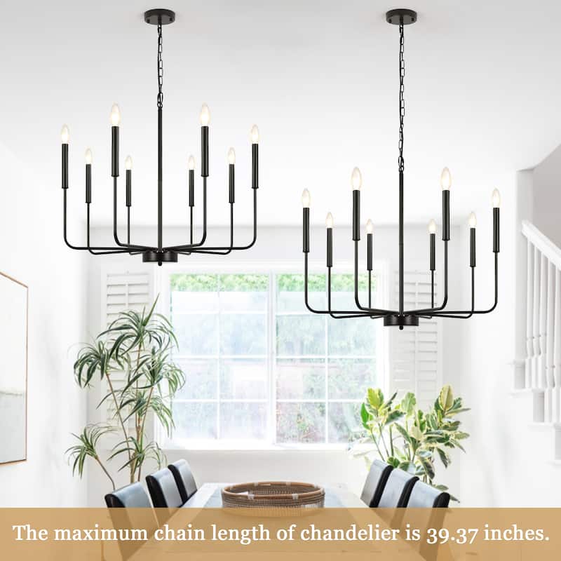 8-Light Modern Farmhouse Candle Chandelier for Kitchen Island Living Dining Room Bedroom