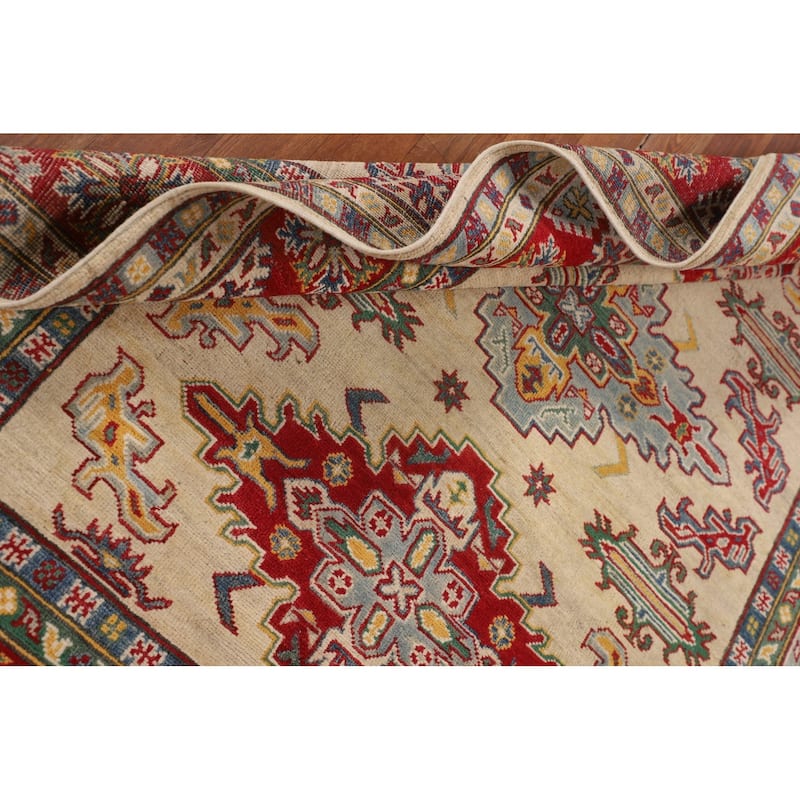 Traditional Beige Kazak Oriental Area Rug Handmade Wool Carpet - 5'2" x 6'10"
